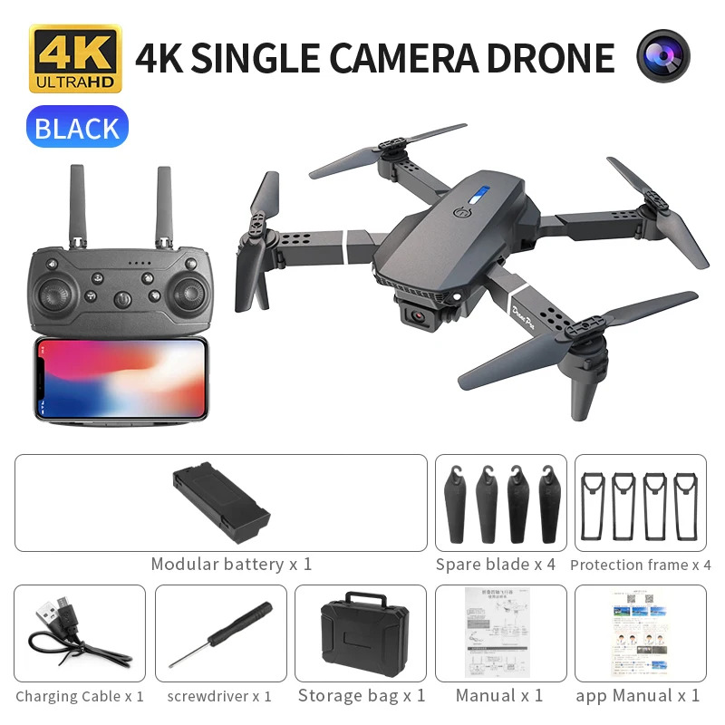 Drone Camera Night Vision - E88 ProIntelligent Folding Drone unterstützt Einzel-/Dual-Kamera-Umschaltung,